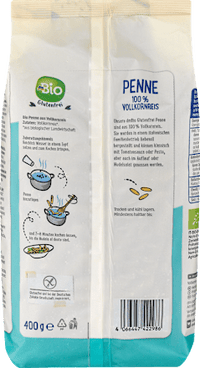 Nudeln, Penne aus Vollkornreis, glutenfrei, 400 g