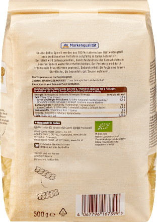 Nudeln, Spirelli aus Hartweizen, No.48, 500 g