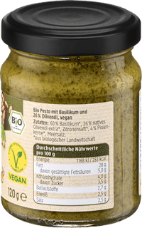 Pesto, Basilico mit Olivenöl & Pinienkernen, vegan, 120 g
