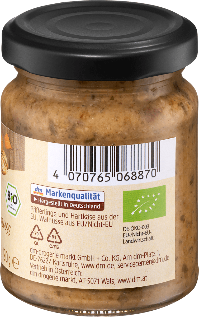 dmBio Pesto, Pfifferling Walnuss mit Käse, 120 g