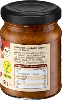 Pesto Rosso mit sonnengetrockneten Tomaten, vegan, 120 g