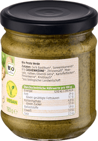 Pesto, Verde mit Basilikum & Cashews, vegan, 190 g
