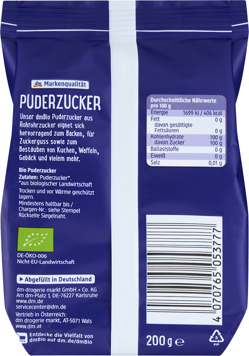 dmBio Puderzucker, 200 g