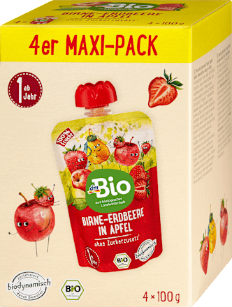 Quetschie Birne-Erdbeere-Apfel mit Hafer, ab 1 Jahr, (4x100g), 400 g