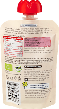 Quetschie Birne-Erdbeere in Apfel, ab 1 Jahr, 100 g