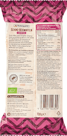 Reiswaffeln, Schoko Zartbitter, glutenfrei, 100 g