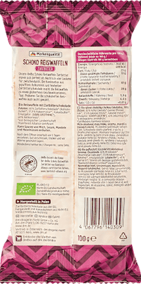 Reiswaffeln, Schoko Zartbitter, glutenfrei, 100 g