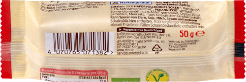 dmBio Riegel, Hafer-Apfel-Zimt, 50 g