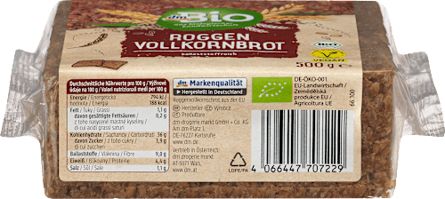 Roggen Vollkornbrot, 500 g