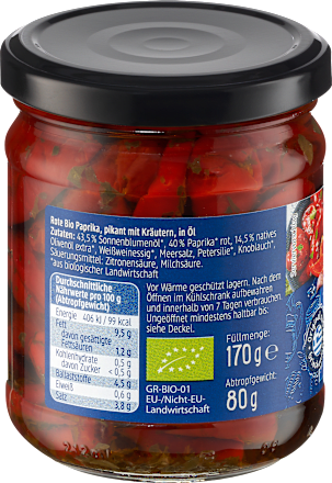 Rote Paprika in Kräuteröl, 80 g