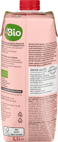 dmBio Saft Apfel-Birne mit stillem Wasser, ab dem 6. Monat, 500 ml