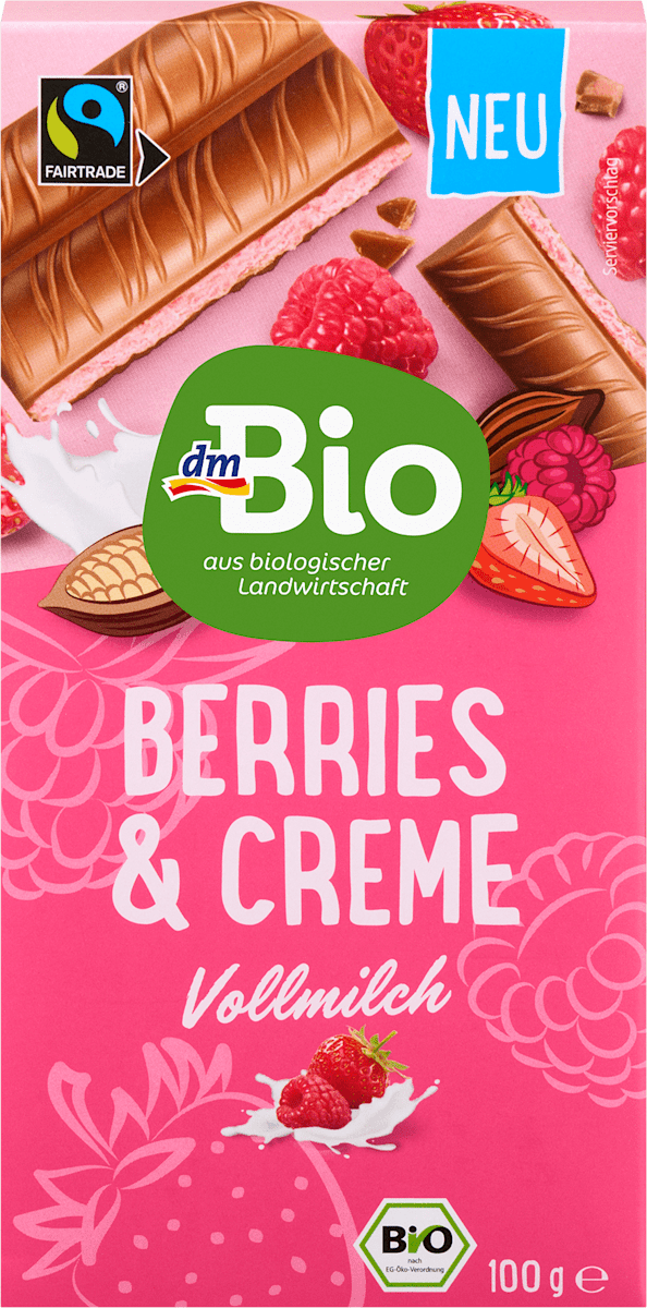 dmBio Schokolade, Berries & Creme, 100 g