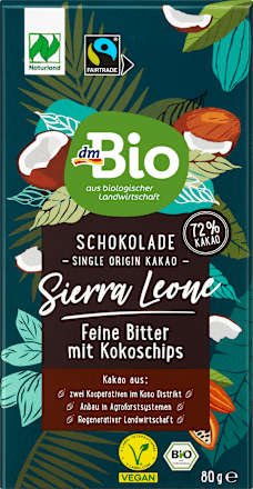 Schokolade, "Sierra Leone" Feine Bitter mit Kokoschips, 80 g