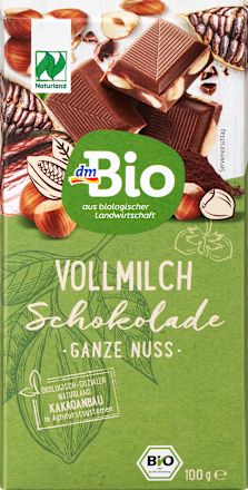 Schokolade, Vollmilch Schokolade ganze Haselnuss 20 %, 100 g