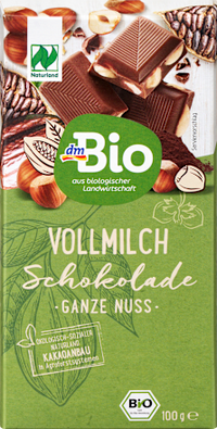 Schokolade, Vollmilch Schokolade ganze Haselnuss 20 %, 100 g