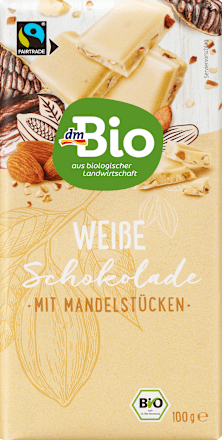 Schokolade, weiß mit Mandelstücken, 100 g