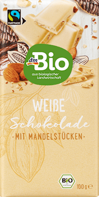Schokolade, weiß mit Mandelstücken, 100 g