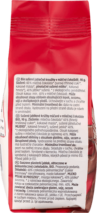 dmBio Schokolierte Apfelringe, Vollmilch, 90 g