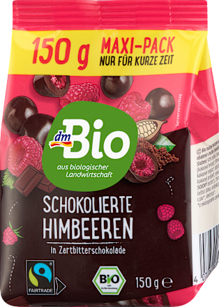 Schokolierte Himbeeren in Zartbitter, 150 g