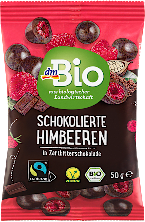 Schokolierte Himbeeren in Zartbitter, 50 g