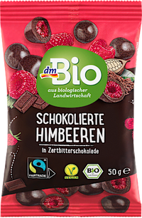 Schokolierte Himbeeren in Zartbitter, 50 g
