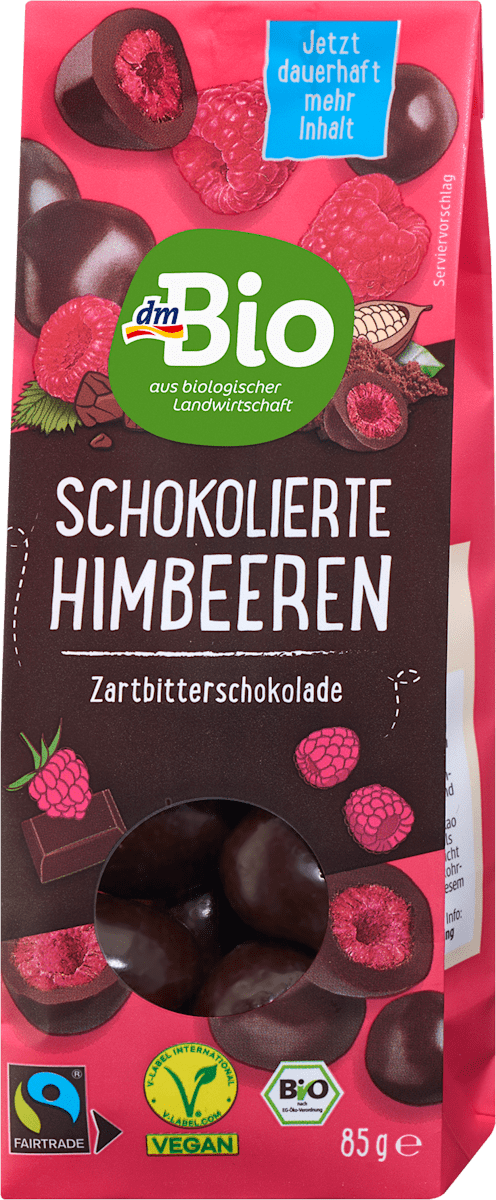 dmBio Schokolierte Himbeeren, 85 g