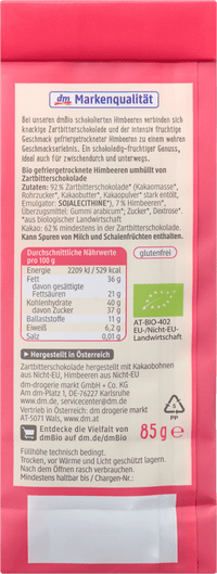 dmBio Schokolierte Himbeeren, 85 g