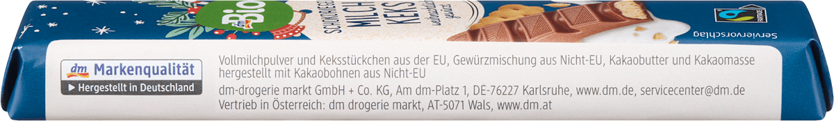 dmBio Schokoriegel Milch Keks, 40 g