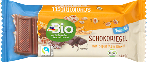 Schokoriegel, Vollmilch mit gepufftem Dinkel, 45 g