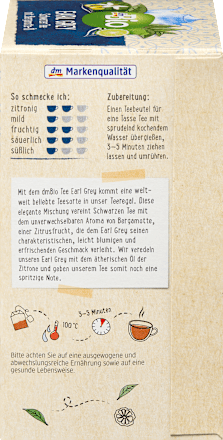 Schwarzer Tee Earl Grey (20 Beutel), 35 g