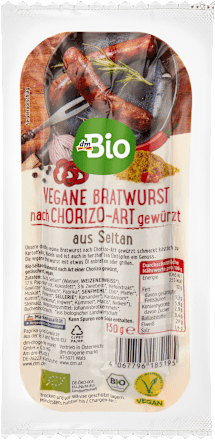 Seitan Bratwurst, nach Chorizo-Art gewürzt, 130 g