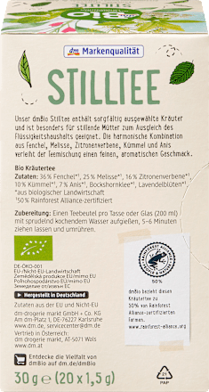 Stilltee Fenchel, Melisse, Zitronenverbene, Kümmel & Anis (20 Beutel), 30 g