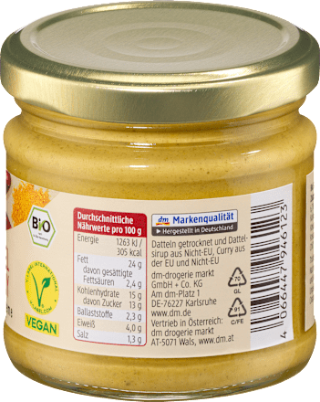Streichcreme Dattel Curry, 180 g