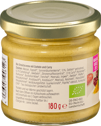 Streichcreme Dattel Curry, 180 g