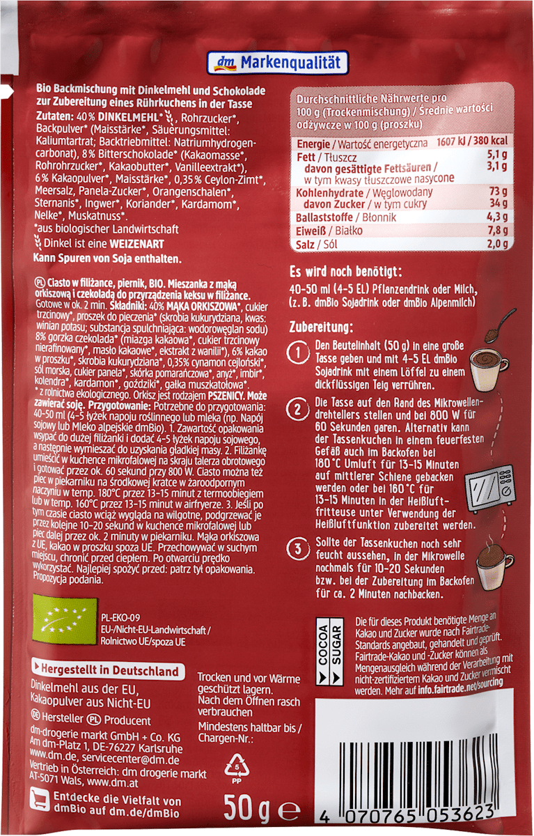 Tassenkuchen, Lebkuchen, 50 g