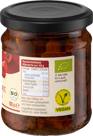Tomaten, sonnengetrocknet, eingelegt in Öl, 180 g