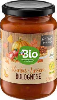 Tomatensoße, Bolognese mit Linsen & Kürbis, vegan, 350 g