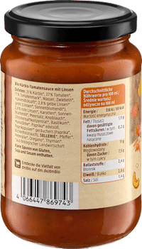 Tomatensoße, Bolognese mit Linsen & Kürbis, vegan, 350 g