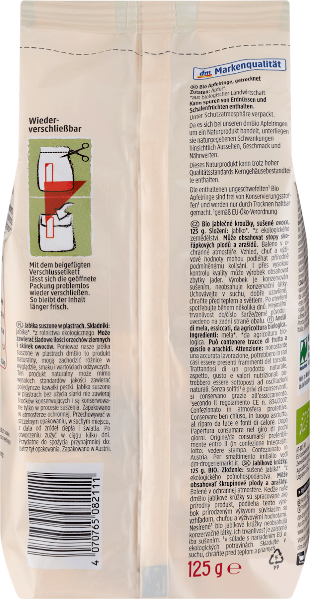 Trockenfrüchte, Apfelringe, 125 g
