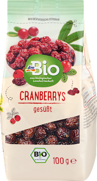 Trockenfrüchte, Cranberrys gesüßt, 100 g