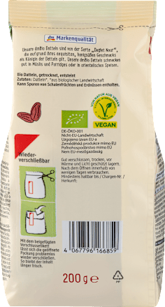 Trockenfrüchte, Datteln entsteint, 200 g
