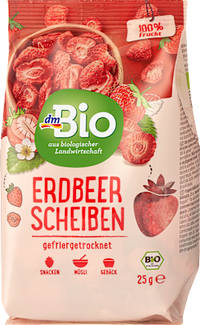 Gedroogd fruit, gevriesdroogde aardbeienschijfjes, 25 g