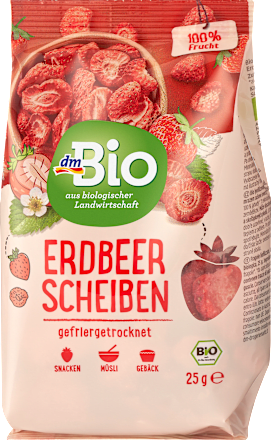 Gedroogd fruit, gevriesdroogde aardbeienschijfjes, 25 g