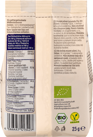 Gedroogd fruit, gevriesdroogde bosbessen, 25 g