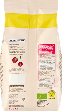 Trockenfrüchte, Himbeeren gefriergetrocknet, 60 g