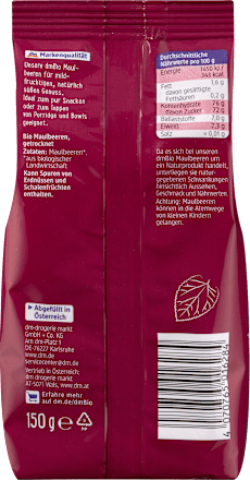 Trockenfrüchte, Maulbeeren, 100 g