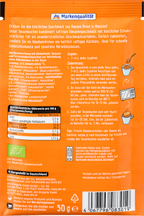 Vegan Mugcake Bananenbrood, 50 g