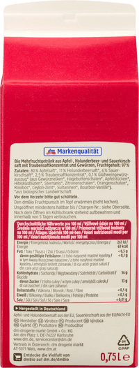 dmBio Winter Fruchtpunsch, Holunder, 750 ml