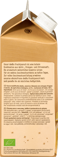 dmBio Winterpunsch, Apfel-Orange-Zitrone, 750 ml