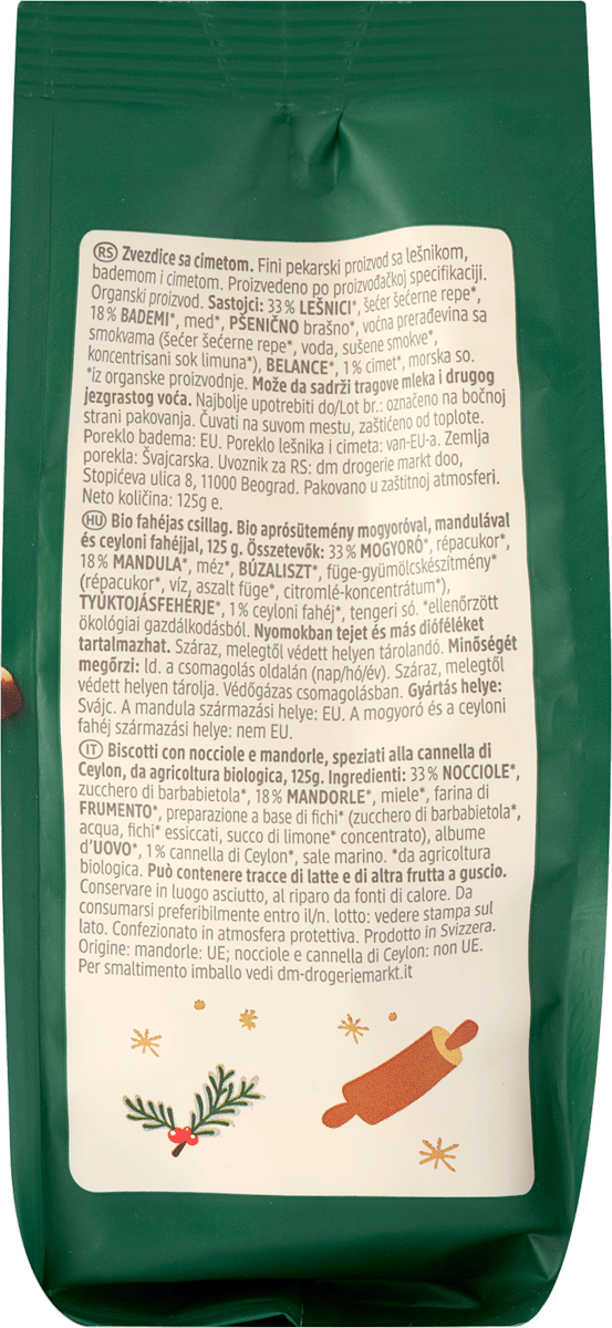 dmBio Zimtsterne mit Haselnüssen & Mandeln, 125 g